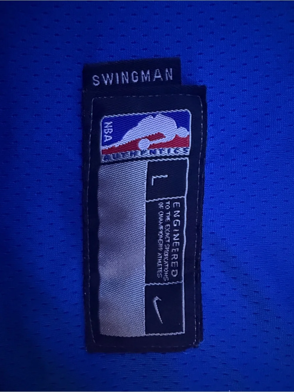 Nike Blue Swingman NBA Jersey Label Detail
